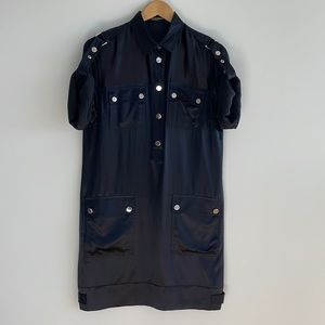 Dolce & Gabbana Silk Short Sleeve Dress with Silver Buttons Size 44/8